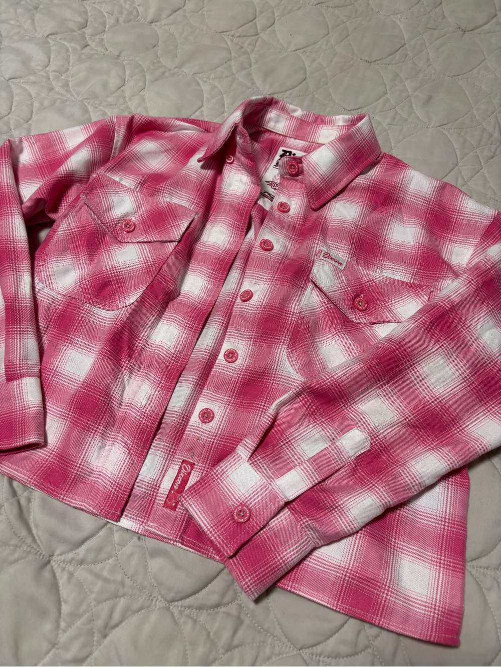 DIXXON “The Valentine” Pink and White Plaid Flannel Shirt